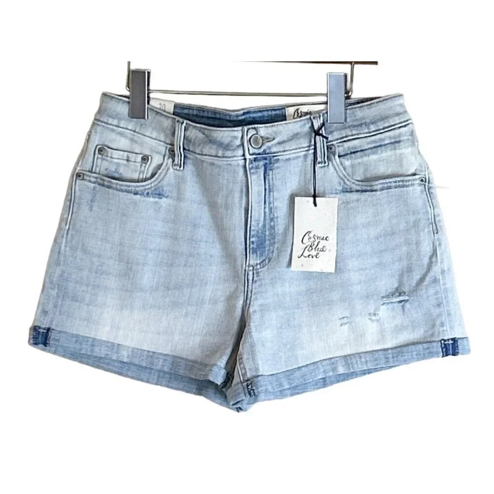 Cosmic Blue Love Women's Jodie Distressed Short Blue Size 30 NWT